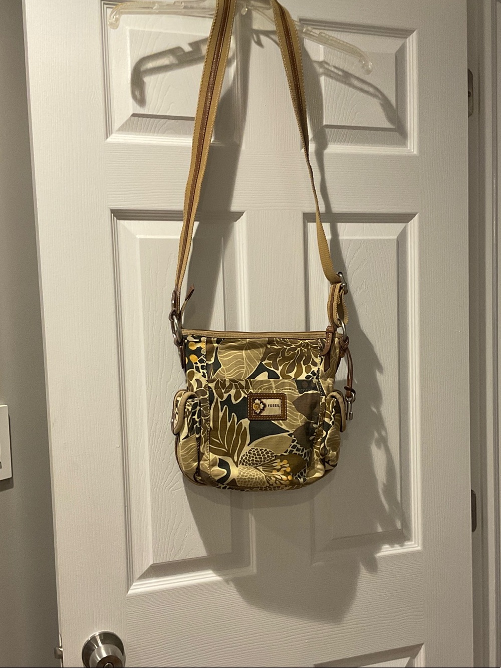 Fossil Floral Crossbody Bag in Yellow and Brown